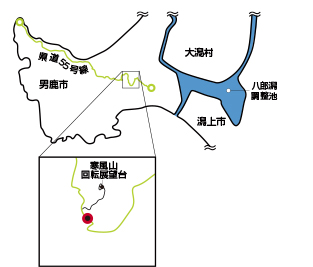 秋田県 男鹿市・寒風山パノラマラインの地図